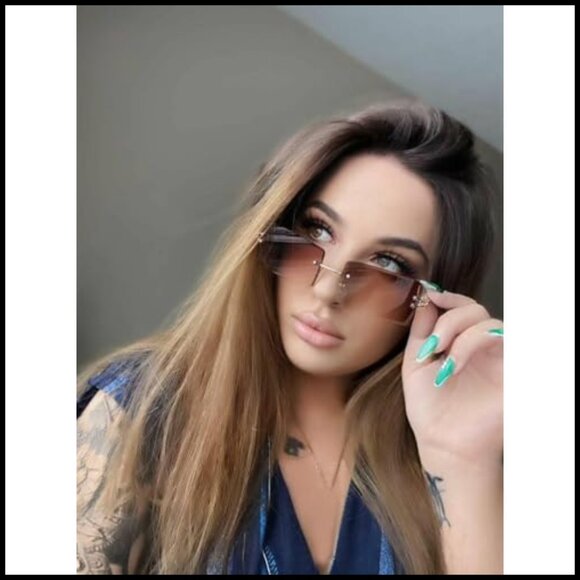 Vintage Rimless Sunglasses Rectangle Frameless Classic Retro UV400 Protection main image 7
